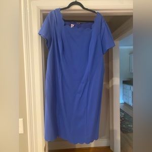 Talbots Dress Scallop Edge Neck/Hem Blue Sz 16w